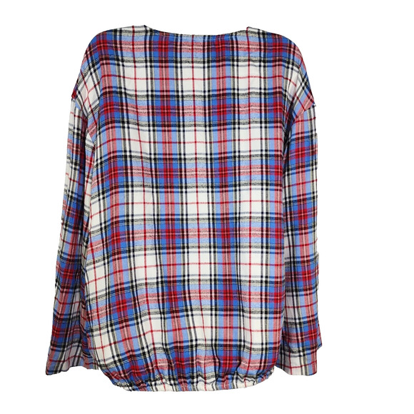 Lane Bryant Womens Top Size 14 Classic Button Down Tie Hem Plaid Long Sleeve Red - Picture 2 of 12